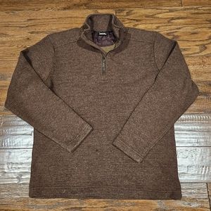 KAVU Men's 1/4 Zip Pullover Sweater, Brown - Size Large